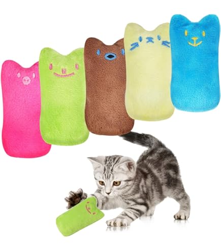 Lot De 6 Jouets Pour Chat KQDRAVINE – Avec Herbe à Chat/valériane, Coussin Peluche, Balles Crépitantes