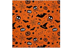PAW DECOR COLLECTION 3-Ply Halloween Theme Decoupage Serviettes Tissue Paper Napkins Serviettes 33cm x 33cm - Pack of 20 (Orange Halloween Pattern)