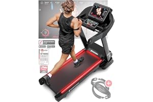 SPORTSTECH - Tapis De Course Pliable F37 - Capteurs Cardio + Ceinture Cardio Incluse - 12 Programmes - Jusqu’À 20km/h - Lecteur MP3 + Haut-Parleurs - Système d'Autolubrification - 171 x 83,5 x 137,5cm