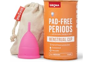 Sirona Reusable Menstrual Cup for Women | Medium Size with Pouch | Ultra Soft, Odour & Rash Free|100% Medical Grade Silicone|