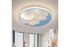 ‎AHXIAOZN AHXIAOZN LED Kinder Deckenlampe,Stern Mond Deckenleuchte,Kinderzimmer Schlafzimmer Lampe Mit Fernbedienung Kinderzimmer Dimmbar Deckenleuchten Für Mädchen Jungen Schlafzimmerlampe Babyzimmer,50cm