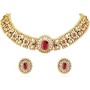 Rubans Beaded Design & Cubic Zirconia Embellishments Necklace Set for Women & Girls | Handcrafted Jewelry | Ideal for Weddings, Ethnic Wear & Festive Occasions
