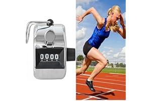 Ezranova Compteur manuel mécanique à clic - Compteur de doigts en métal - 4 chiffres - Pour le comptage de golf et le tricot - 1 pièce