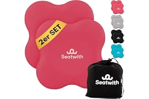 ‎SEATWITH Yoga-Knie-Pad 2er Pack Kniekissen mit Transportbeutel+Trainingsanleitung PDF Maximale Entlastung und Unterstützung der Knie Handgelenke und Ellbogen Knieschoner 20 x 20 cm Fitness Pilates