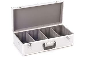 Perel Pudełko na płyty CD, 80 płyt CD, zamek na klucz, 2 klucze, aluminium, 565 x 265 x 170 mm