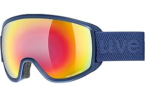 ‎UVEX uvex topic FM sphere - gogle narciarskie unisex - bez zniekształceń obrazu i efektu zaparowania - widoczność bez zniekształcenia obrazu - navy matt/rainbow-rose - one size