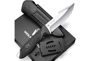 ODENWOLF W2 Couteau de chasse lame fixe en D2 – Couteau de survie outdoor avec étui – Acier monobloc ultra-résistant – Idéal bushcraft, randonnée, bivouac