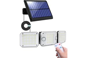 EAGEEN Lampe Solaire Exterieur Deux Detecteur de Mouvement Projecteur Etanche IP65 224 LED Lumiere Solaire avec Telecommande Luminaire Éclairage pour Jardin, Garage, Carport, Terrasse, Maison