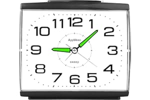 Ayybboo Réveil Matin à Piles Retro Silencieux sans Tic-Tac, Grand Cadran Original Analogique Quartz Alarme Vintage Lumineux Snooze Réveil Chevet