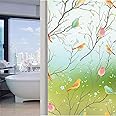 Excefore Privacy Window Films, Self Adhesive Privacy Frosted Opaque Glass Window Film, for Bathroom Door, Decorative Stickers, UV Blocking Heat Control Coverings, Home Office, Front Door(45 * 300cm)