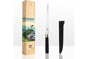 KOTAI | Couteau à Poisson | Filet de Sole | Lame Flexible de 20 cm | Idéale pour Fileter le Poisson | Aiguisé à la Main | Acier Inoxydable Japonais 440C Ultra-Tranchant | Manche en Pakkawood