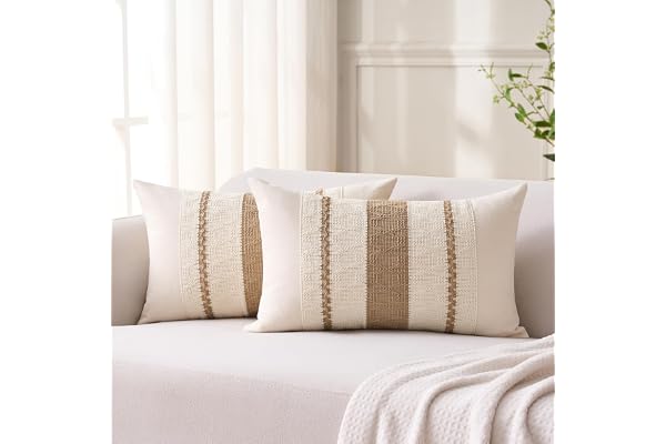 Aisybaklyn Set med 2 boho-kuddfodral, 30 x 50 cm, bomull, brun, dekorativa, lantlig stil, modern, för soffa, sovrum, vardagsr