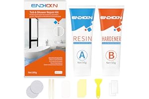 Bath Repair Kit White, Endhokn Enamel, Porcelain, Acrylic, Fiberglass, Ceramic Sink Repair Kit, Tub Tile Ceramic Toilet Shower Kit & Tray & Chip & Pedestal Crack Hole Scratches Repair