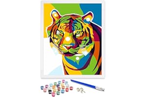ifymei Dipingere con i Numeri per Bambini e Adulti Principianti, Kit Regalo da Disegno per Bambini e Bambine, Gioco Creativo per Bambini 6+ Anni - 40x50 cm - Senza Cornice - Tigre Colorati