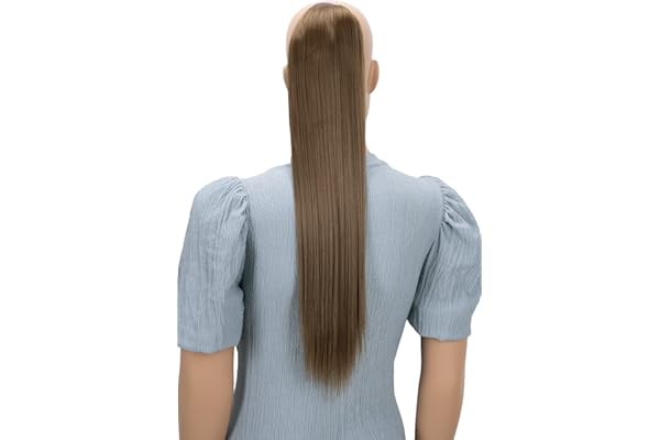 CAISHA 60cm Postiche Avec 2 Rubans Natte Queue De Cheval Extensions De Cheveux Raide Marron Clair HC3