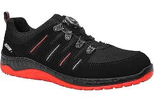 ELTEN Sicherheitsschuhe Maddox BOA Black-red Low ESD S3S, Damen und Herren, Textil, Stahlkappe, leicht, sportlich