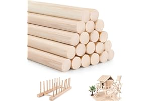 L&W Luck 20 Stück Buchen-Rundstab Glatt,Holzstäbe Rund Natur,Holzstäbchen zum Basteln,Rundhölzer,DIY,Ø 8mm Länge 30 cm