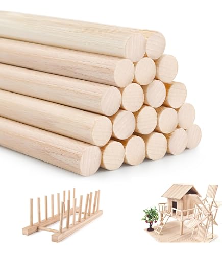 Holzstäbe 8 X 300 Mm , 30 Stück, Glatt Buche, Bastelstäbe