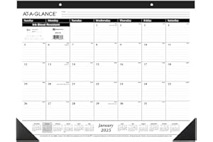 AT-A-GLANCE 2025 Desk Calendar, Desk Pad, 21-3/4" x 17", Large, Ruled Blocks, Monthly (SK250025)