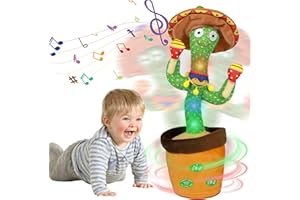 HICAS Cactus Qui Danse et Répète,Éclairage,Répète ce Que Tu Dis,Jouet Cactus Éducatif Interactif,120 Chansons, Contrôle du Volume, Cadeaux Amusants pour Les Enfants et Décoration