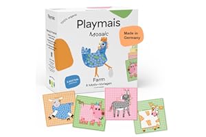 Playmais Mosaic Farm | 2300 Teile | Bastelset | natürliches Spielzeug | inkl. Schwämmchen, 6 Motiv-Vorlagen | vegan, verantwortungsvoll & sicher für Kinder & Umwelt | ab 3 Jahren