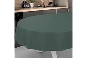 ANRO Tovaglia cerata, lavabile, da giardino, per interni ed esterni, ovale, 200 x 140 cm, con bordo tagliato, verde abete