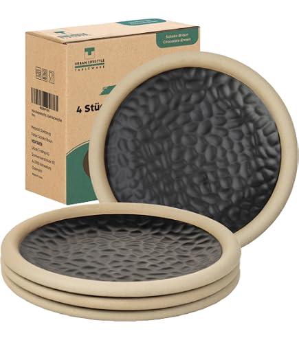 Plato De Postre Negro De Gres – Colección Dahlia Negro (20 Cm)