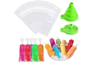 DQZSY 240 sacs Sacs à glace empilables en plastique facile à démouler, auto-scellant, sac isotherme pour cocktails, aliments, vin (Transparents, avec 1 entonnoir)