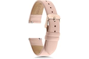 THIRTEEN.02 18mm Women's Watch Bands, 14mm Watch Bands, 16mm Watch Bands, 20mm Women's Leather Watch Bands, Easy Interchangeable Watch Band, Quick Release, Rose Gold Buckle, Fits Many Brands