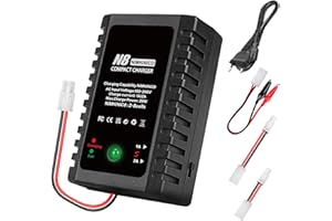 HTRC NiMH Ladegerät für 2-8S NiMH/NiCd Akkus (2.4V-9.6V), 20W RC Ladegerät mit Tamiya/Mini-Tamiya/Kabel mit Krokodilklemmen, Kompatibel mit RC-Auto, RC-Boot, Drohne, Airsoft