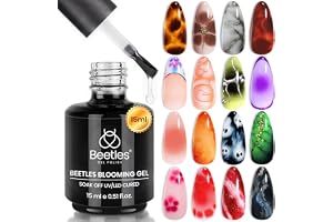 Skalbaggar blommande gel 15 ml klar UV-gel polish nagelkonst för | Marmor och natursten, akvarell och blomtryck spridningseffekter, blötläggning gör-det-själv manikyrdesign