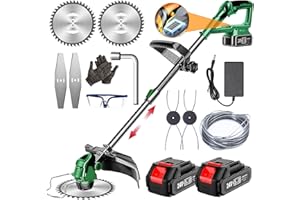 WISDOM LIFE Decespugliatore a Batteria 3 in 1 Tagliabordi a Batteria con 24V Batteria Tagliabordi Elettrico Senza Filo con 3 Tipi di Lame , green