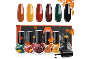 MODELONES Vernis à Ongles, 6 PCS Brillant Séchage Rapide Vernis à Ongles Lot Automne Orange Rouge Vert Noir Pailleté, à Base D'eau Vernis Lot, DIY Nail Art Manucure, Cadeau pour Les Femmes