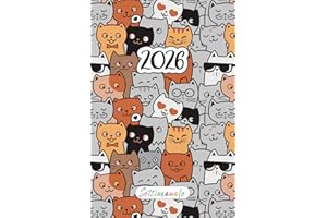 Agenda Settimanale 2026 Gatti: 12 Mesi da Gennaio a Dicembre 2026 | La Settimana su una doppia pagina | Pianificatore Italiano