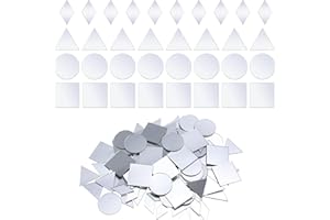 Yuanchu 120 Stück kleine Spiegel zum Basteln, 4 Formen Mini-Spiegelstücke zum Basteln selbstklebende DIY-Spiegel-Mosaikfliesen Dreieck Quadrat Rund Raute Diamant Bastelspiegel für Zuhause Wandkunst