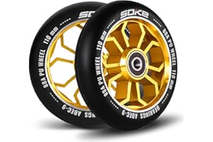 SOKE Ruote Scooter 1679, 5 x 12 x 12 cm, due pezzi, oro, resistenti, per bambini, adolescenti, adulti, professionisti