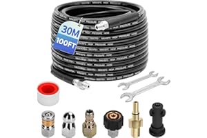 Ampvolts 30M/100FT High Pressure Washer Drain Pipe Hose Cleaning Kit, 400Bar/5800PSI, Compatible with Karcher K2 K3 K4 K5 K6 K7 Series, Includes 2 adapters, 2 nozzles