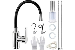 NLMWTI Mitigeur Cuisine avec Bec Flexible, Mitigeur Cuisine Chaud et Froid en Acier Inoxydable, 2 Modes de Pulvérisation, Rotatif à 360°Mitigeur Evier Cuisine Librement Mitigeur