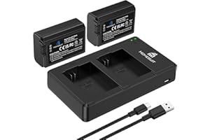 Homesuit Zestaw ładowarki do akumulatora NP-FW50 1300mAh i USB LED Dual dla Sony ZV-E10 A6000 A6300 A6400 A6500 A5100 A5000 A7 A7II A7R A7RII A7SII A55 RX10 II III IV (2-pakiet)