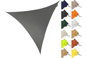 Kookaburra 2m Triangle Water Resistant Garden Patio Sun Shade Sail Canopy 96.5% UV Block with Free Rope (Charcoal)