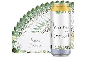 HSLXBY Etichette per Bottiglie di Vino Personalizzate,15 pz Adesivi per Lattine di Prosecco Adesivi,Lattine della Team Braut Adesivi di Carta per Matrimonio per barattoli di bevande JGA e matrimonio