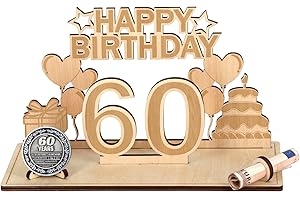 Giftota Originelle Geldgeschenk Geburtstag 60, Kreative Geldgeschenk Holz mit Gedenkmünzen, Geschenke zum 60. Geburtstag Mann Frau