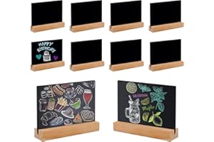 Ksvaye 10 piezas mini pizarra negra mini pizarra de mesa pequeña tabla de tiza con soporte, mini pizarra tiza para buffet boda, fiesta, restaurante, etiqueta de precio panadería, 7,5 x 10 cm