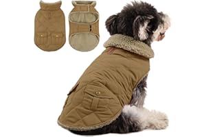 Queenmore Manteau pour Chien Hiver - Manteaux Chaud Imperméables pour Chiens Polaire - Marron, S