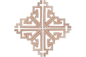 Hezhou 4pcs Holz Ornament Holzornamente für Möbel Vintage Deko Geschnitztes Holz Skulptur Applique Onlay Lange Geschnitzte Holzschnitzerei Applikation Unbemalte für Möbel (L)