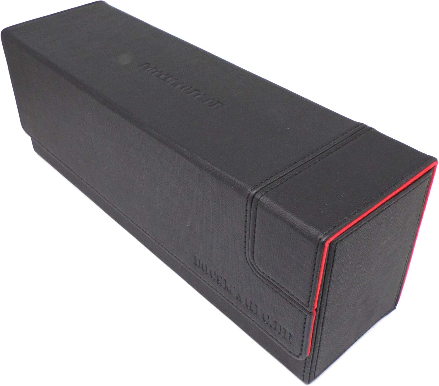 docsmagic.de Premium Magnetic Tray Long Box Black/Red Medium - Card Deck Storage - Caja de Almacenaje Negra/Roja