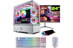 ‎GAMEMACHINES GameMachines Evolv Snow Komplett Set - Gaming PC - Wasserkühlung - AMD Ryzen 7 5700X - GeForce RTX 4070-1TB SSD - 32GB RGB DDR4 - WIFI - Tastatur - Maus - Mauspad - 24 Zoll 165Hz Monitor - Win 11