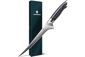 SANMEIHO Filékniv i Pulverstål, Japansk Köksurbeningskniv 18 cm Professionell Fiskfilékniv med Hög Kolhalt, Ultraskarp Fiskkn