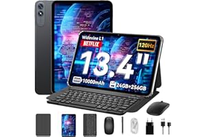 VEKFULPC T60 Pro Tablet 13.4 Zoll,Tablet Android 15 mit Tastatur,120Hz FHD,24GB RAM+256GB ROM,10000mA,WideVine L1/16MP+8MP AI Kamera/Face ID/GPS,Octa-Core Gaming Tablets mit Stift,Maus,Hülle,4 Jahre Garantie
