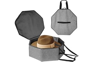 Boczif Hut-Aufbewahrungsbox für Damen und Herren, Hut-Aufbewahrungstasche für Reisen, faltbar, Cowboyhuttasche mit Griff, Hut-Organizer, Behälter, große Kappentasche zum Tragen (Grau)
